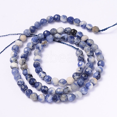 Faceted Natural Sodalite Round Bead Strands G-L377-45-4mm-1