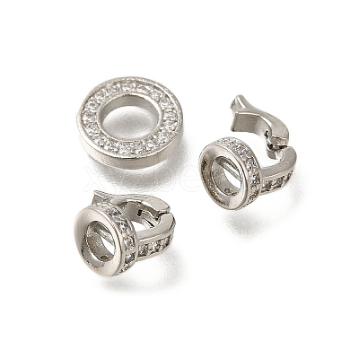 Rack Plating Ring Brass Micro Pave Cubic Zirconia Fold Over Clasps KK-F883-19P-01-1