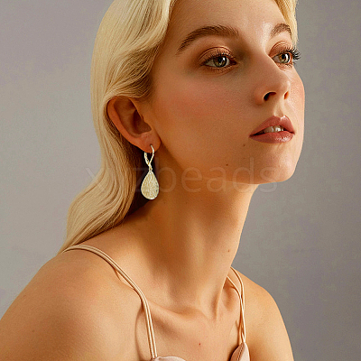 4 Pairs Teardrop Brass Leverback Earrings EJEW-HS0001-21G-1
