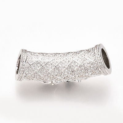 Brass Micro Pave Cubic Zirconia Tube European Beads X-ZIRC-T004-60P-1