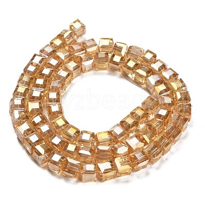 Electroplate Glass Beads Strands EGLA-D018-8x8mm-49-1