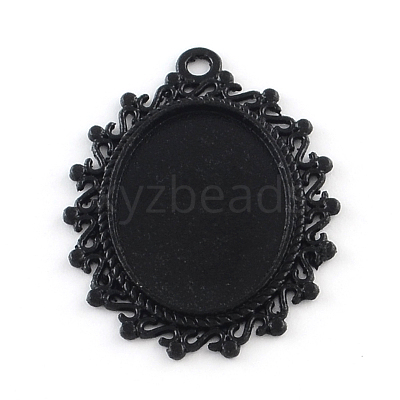 Electrophoresis Alloy Oval Pendant Cabochon Settings X-PALLOY-Q304-49-NR-1