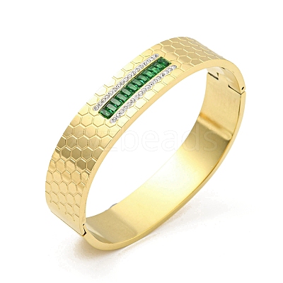 304 Stainless Steel Pave Cubic Zirconia Hinged Bangles for Women BJEW-D044-04G-01-1