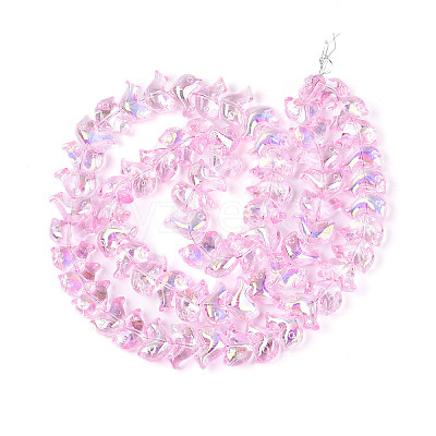 Baking Paint Electroplate Transparent Glass Beads Strands EGLA-N017-06-B02-1
