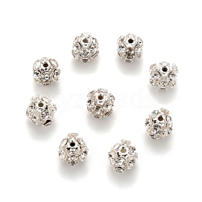 Brass Clear Rhinestone Beads RB-A017-8mm-S-1