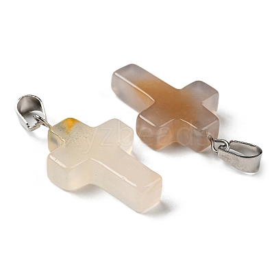 Natural White Agate Pendants G-T080-20-1