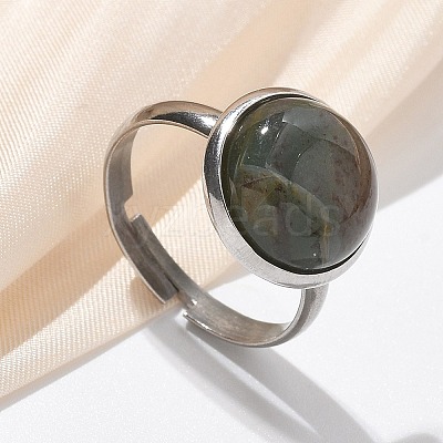 Half Round Natural Indian Agate Finger Rings RJEW-M062-01P-22-1