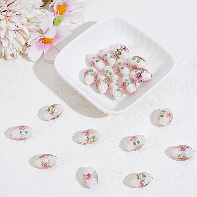 20Pcs Handmade Foil Glass Lampwork Beads LAMP-PA0001-63A-1