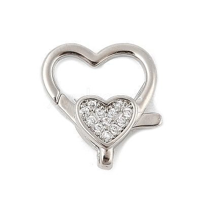 Brass Micro Pave Clear Cubic Zirconia Lobster Claw Clasps KK-P299-06P-1