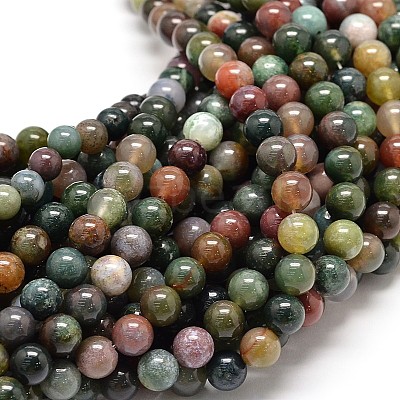 Natural Indian Agate Bead Strands G-P075-40-6mm-1