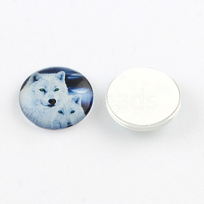 Half Round/Dome Wolf Pattern Glass Flatback Cabochons for DIY Projects X-GGLA-Q037-25mm-28-1