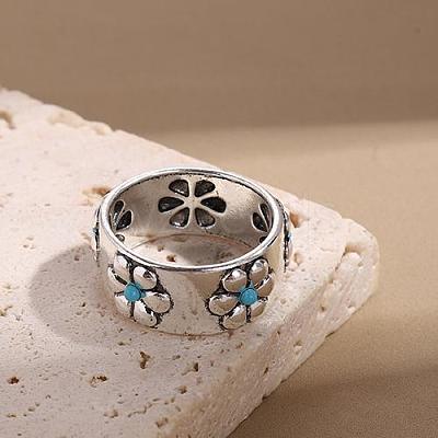 Retro Alloy and Turquoise Finger Rings FS-WGD8EB6-01-1