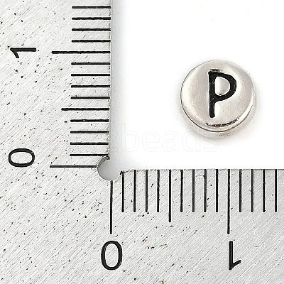 925 Sterling Silver Flat Round with Letter Beads LS-STER-G044-01AS-P-1