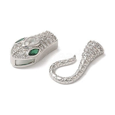 Snake Brass Micro Pave Cubic Zirconia S Hook Clasps KK-A227-06P-1