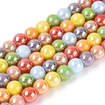 Electroplate Glass Beads Strands X-EGLA-N019-6mm-03-1