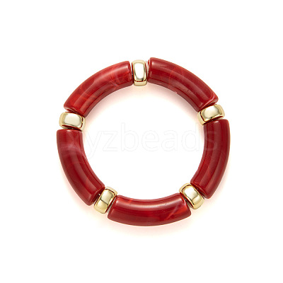 Retro Acrylic Imitation Gemstone Tube and CCB Beads Bangles for Women FS-WG908C5-06-1