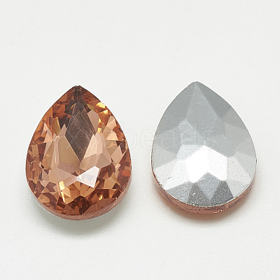 Pointed Back Glass Rhinestone Cabochons RGLA-T081-13x18mm-08-1