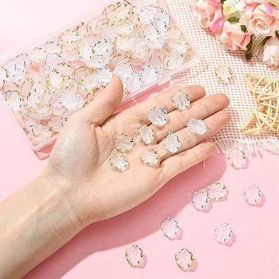 200Pcs 2 Colors Frosted Plastic Petal Pendants KY-FS0001-49-1