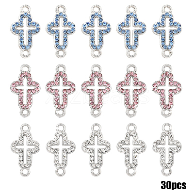 30Pcs 3 Colors Alloy Rhinestone Connector Charms FIND-YW0011-18A-1