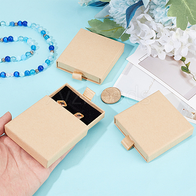 Cardboard Paper Jewelry Set Drawer Boxes with Sponge Inside FIND-WH0199-43B-1
