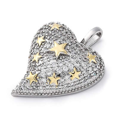 Brass Micro Pave Cubic Zirconia Pendants KK-S510-32GP-03-1
