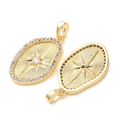 Brass Micro Pave Clear Cubic Zirconia Pendants X-KK-A304-13G-1