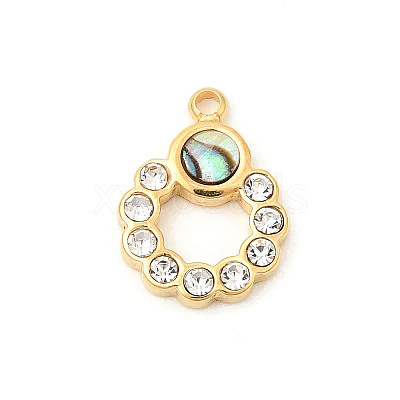 Natural Paua Shell Ring Charms LS-STAS-P431-16G-1