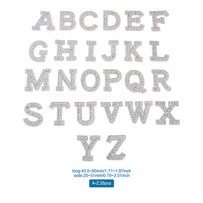 Alphabet Resin Rhinestone Patches DIY-TAC0005-45D-1