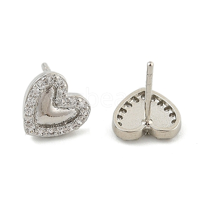 Brass Micro Pave Clear Cubic Zirconia Stud Earrings EJEW-R016-26P-05-1