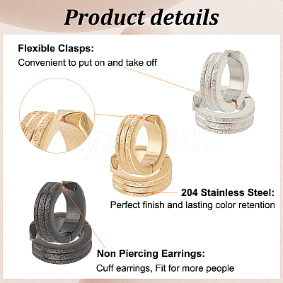 24Pcs 12 Style 204 Stainless Steel Clip-on Earrings EJEW-AN0003-44-1