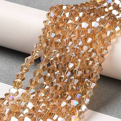 Transparent Electroplate Glass Beads Strands GLAA-F029-4mm-A18-1