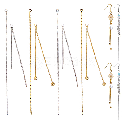 24Pcs 4 Style Brass Herringbone Chain Tassel Pendants KK-PH0004-92-1