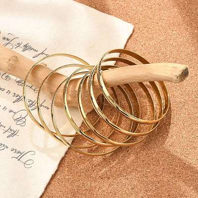Fashion PVD Vacuum Plating 201 Stainless Steel Bangle Sets BJEW-L664-024C-G-1-1