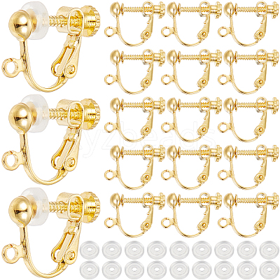 36Pcs Brass Screw On Clip-on Earring Findings KK-SP0001-18G-1