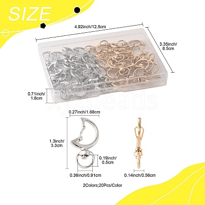 40Pcs 2 Colors Alloy Swivel Snap Hook Clasps FIND-FS0004-73A-1