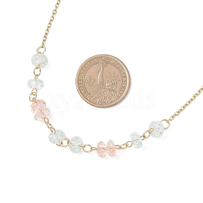 2Pcs 2 Colors Crackle Glass Rondelle Beaded Necklaces NJEW-JN05485-1