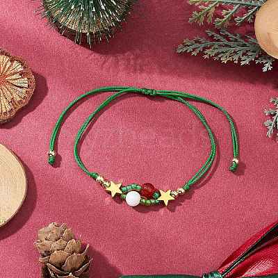 Christmas Themed Glass Seed Beads Braided Bead Bracelets for Women BJEW-MZ00189-03-1