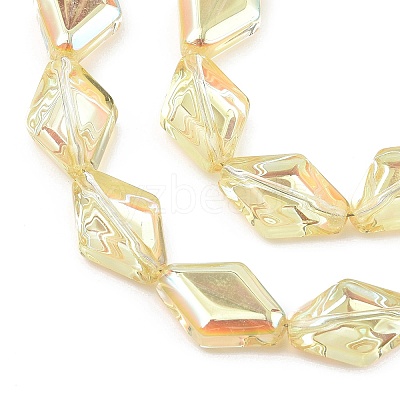 Electroplate UV Plating Glass Beads Strands EGLA-B010-01A-HP02-1