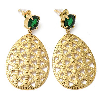 Ion Plating(IP) 304 Stainless Steel Teardrop Dangle Stud Earrings EJEW-K269-09G-1