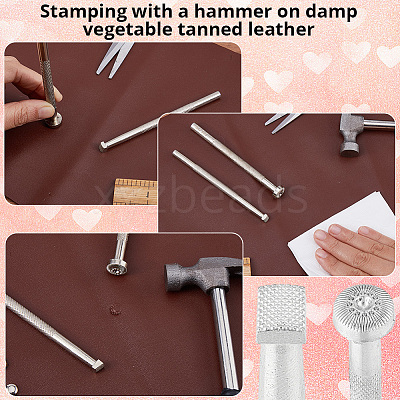 2Pcs 2 Styles DIY Alloy Steel Leathercraft Stamps TOOL-GF0003-53C-1