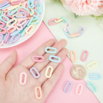 140Pcs 7 Colors Acrylic U-shaped Open Link Ring SACR-PH0001-04-1