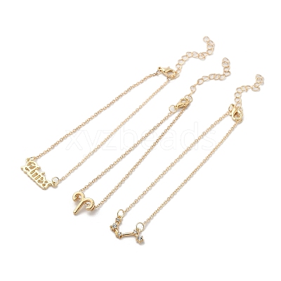 3Pcs Alloy Rhinestones Anklets AJEW-S083-01G-10-1