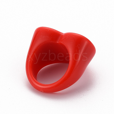 Opaque Acrylic Heart Finger Rings RJEW-T010-14-1