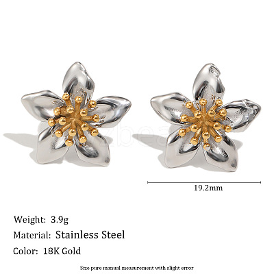 Two Tone 304 Stainless Steel Stud Earrings for Women WG4F5A5-01-1