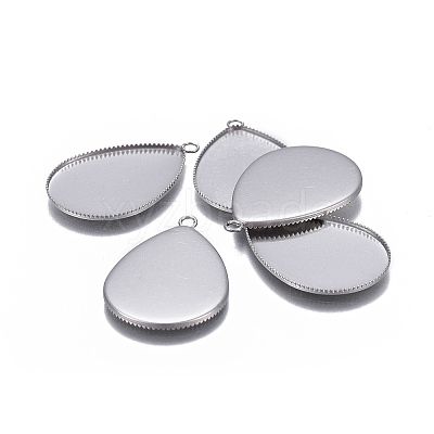 Tarnish Resistant 304 Stainless Steel Pendant Cabochon Settings X-STAS-P236-42P-1