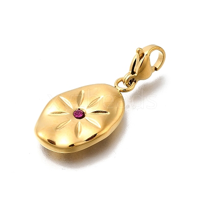 Oval 304 Stainless Steel Rhinestone Pendant Decoration STAS-R159-49G-02-1
