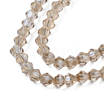 Electroplate Transparent Glass Beads Strands EGLA-Q026-016E-1