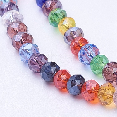 Mixed Electroplate Glass Faceted Rondelle Bead Strands X-EGLA-J047-4x3mm-46-1