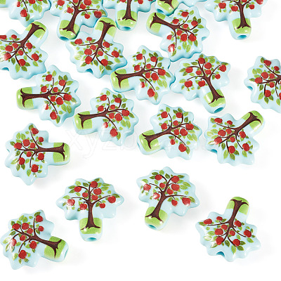 20pCS Printed Opaque Acrylic Beads OACR-TA0004-75A-1