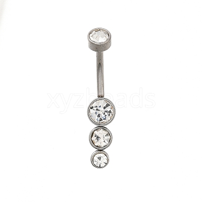 304 Stainless Steel Clear Cubic Zirconia Curved Barbell Belly Button Rings AJEW-D306-03P-05-1
